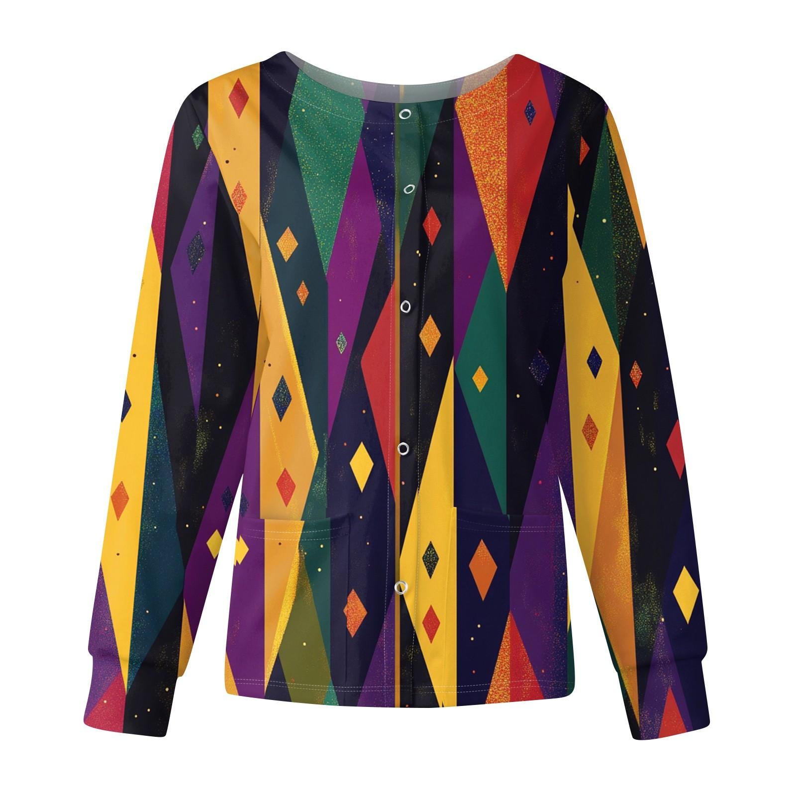 

Женская мода с длинным рукавом и воротником-стойкой, однобортный, с принтом «Карнавал» XL жёлтый