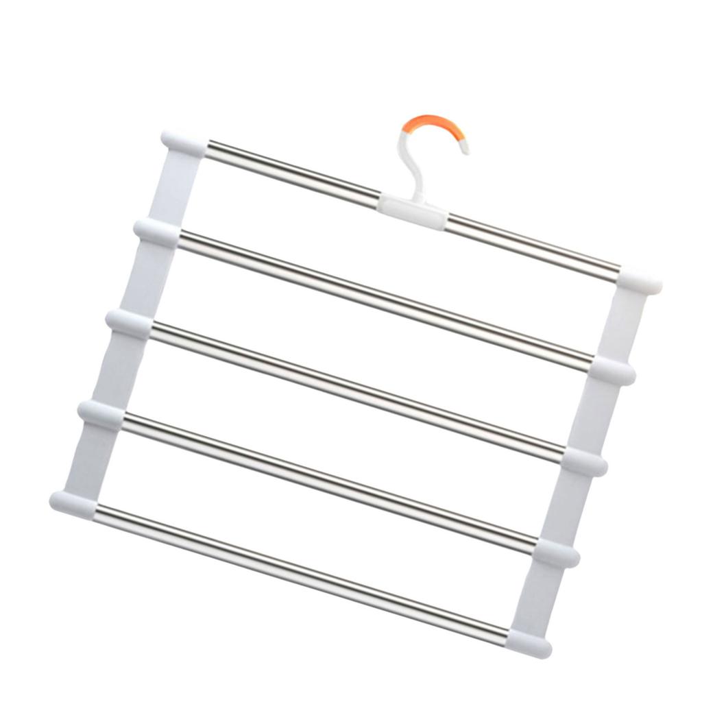 Multi Layer Foldable Clothes Hanger with Clamps Space Saving Multi Tiered Metal Folding Trouser Holder Rack with Clip
