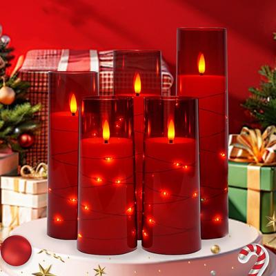 5-Pack LED Candle with Remote Control Romantic Birthday Confession Proposal Home Decoration LED Light Acrylic Electronic Candle