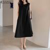 ZANZEA Women Casual O-neck Sleeveless Summer Tank Dress