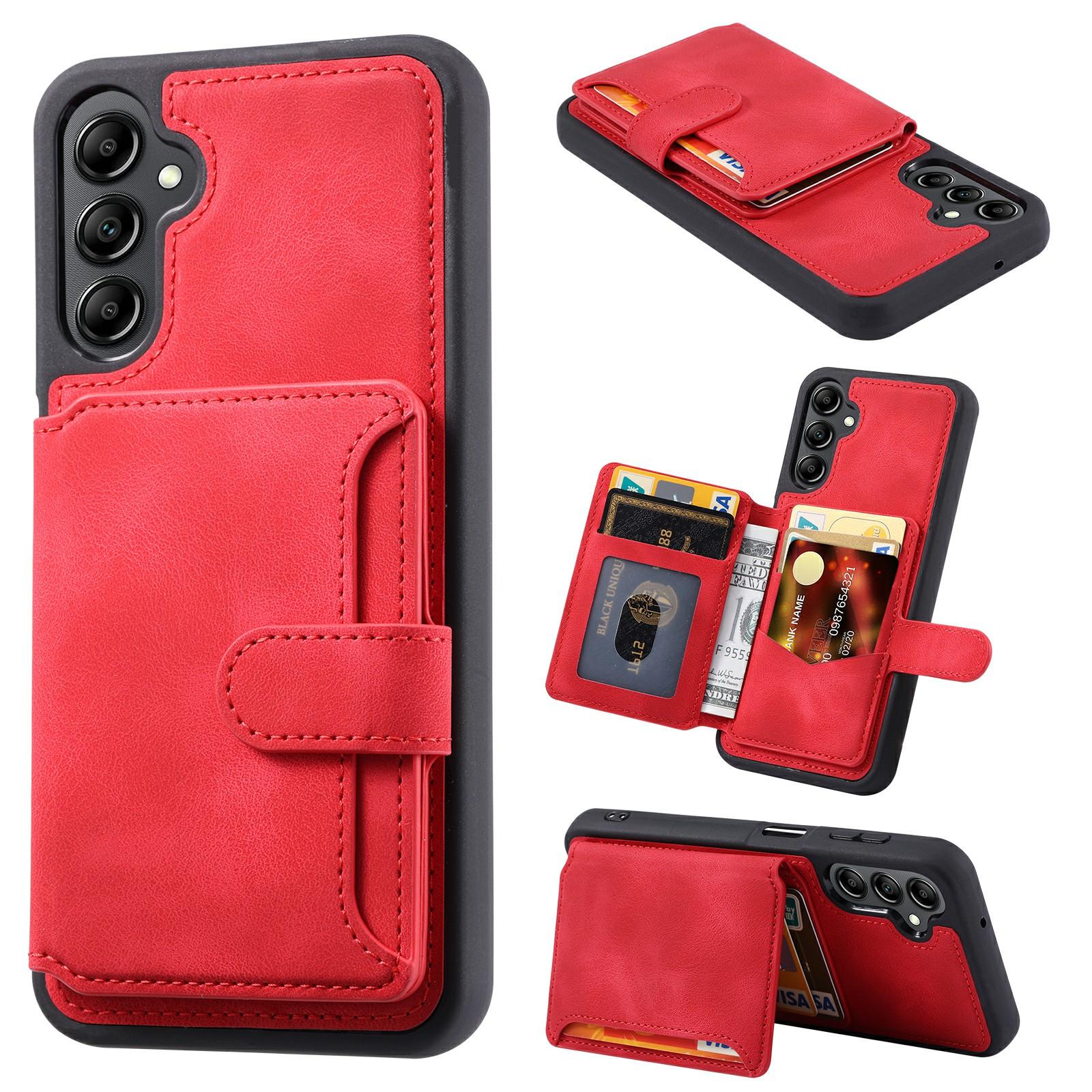 

For Samsung Galaxy S25 Case Wallet Card Slot TPU+PU Leather Back Phone Cover Red