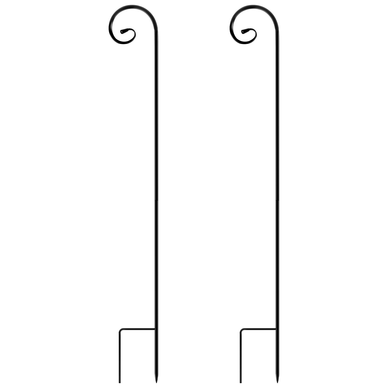 

2Pcs Metal Shepherd Crook Hooks Flowerpot Holder Resistant Bird Feeder Pole Garden Outdoor Plant Basket Lamp Hanger Decorative
