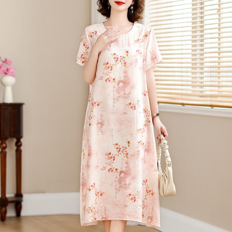 Letní elegantní šaty pro ženy plus size ležérní s krátkým rukávem dlouhé šaty letní vintage oblečení