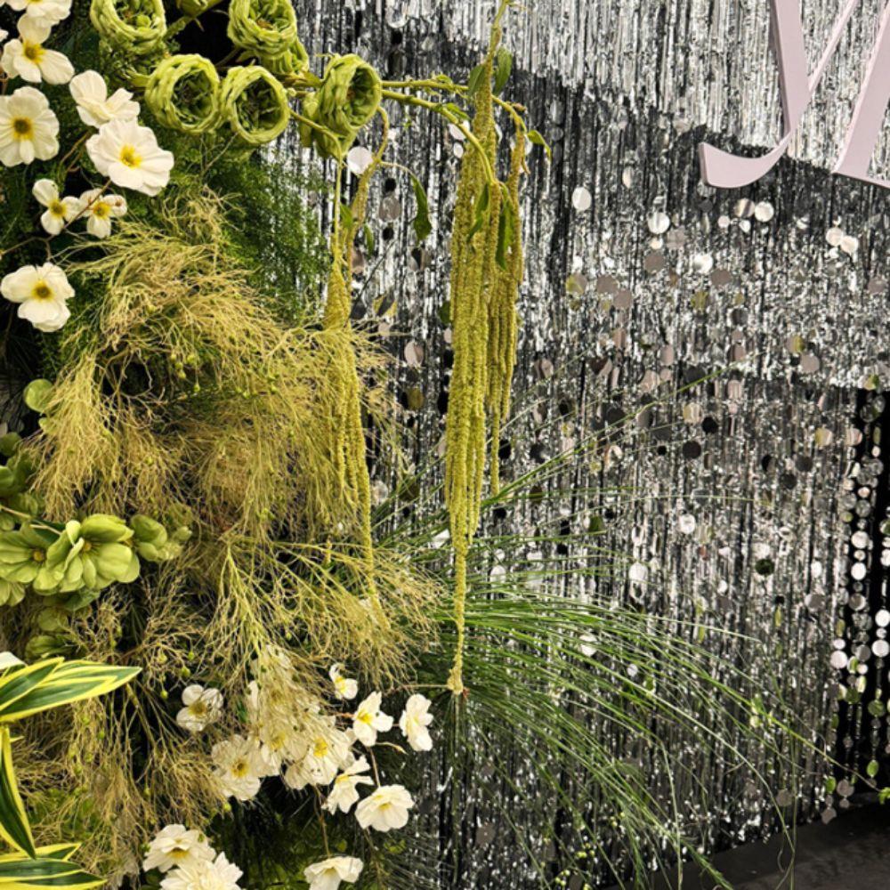 10PCS Gold Silver Sequins Hanging Foil Curtains PVC Round Sequin Rain Curtain Festive Supplies