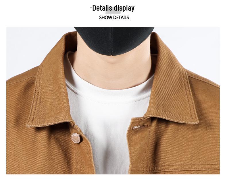 2026 Men's Trendy Loose Denim Jacket - Spring & Autumn Pure Cotton Workwear