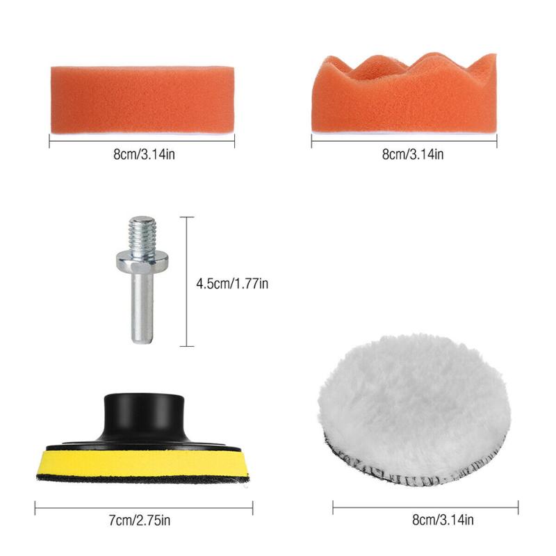 22 Pcs 3-inch Waxing Polishing Sponge Pad Kit Bendable Reusable For M10 Polisher Bits
