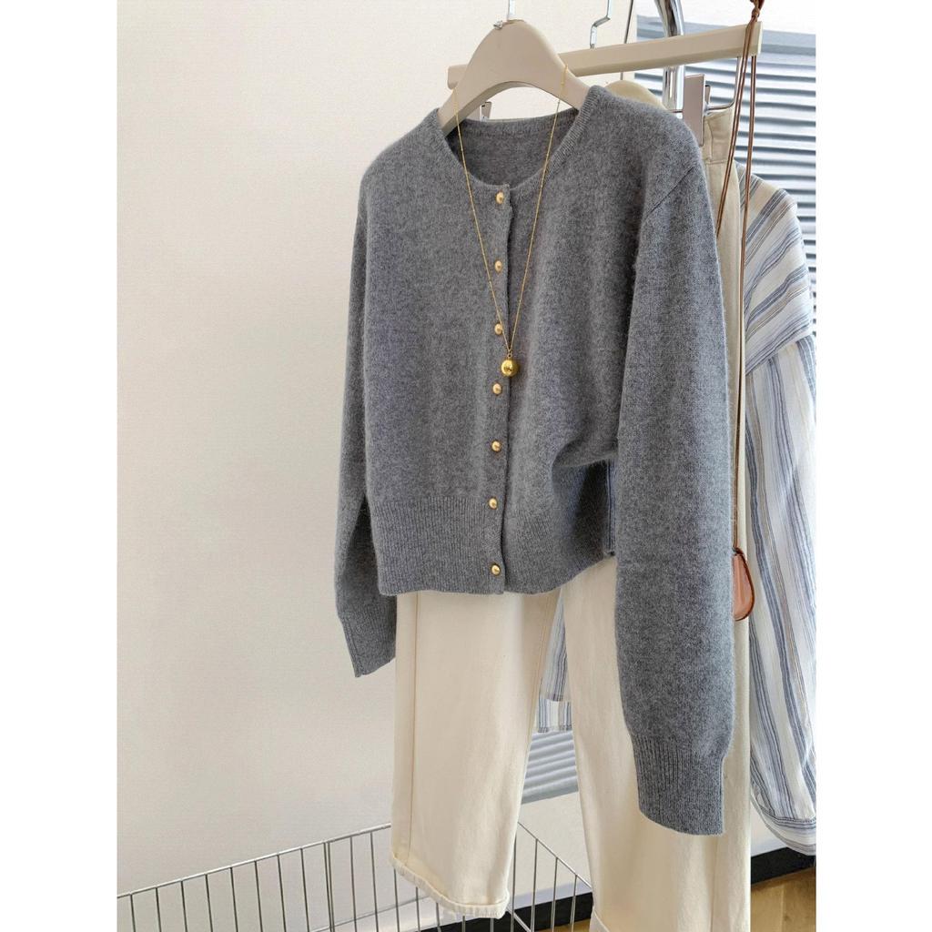 Gilet en pure laine à manches courtes pour femme - Col rond, Coupe ajustée, Parfait pour l'automne et l'hiver