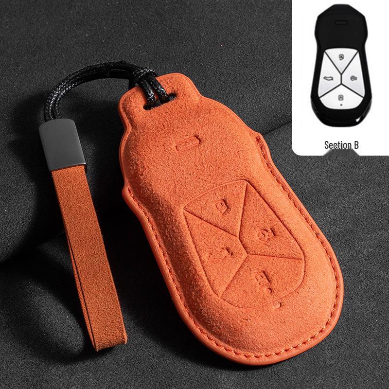 Alcantara Key Case for XPeng Models: P7, P7i, P5, G9, G6, G3, and G3i - Full Coverage with Buckle