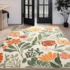 Bohemian Blumendekor Botanischer Teppich Moderner Abstrakt-Blumenmuster-Teppich Weiche Rutschfeste Indoor-Fußmatte für Wohnzimmer Schlafzimmer