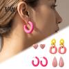 Multi Style Earring Variety Pack 4 Pairs Chunky Statement Earrings for Women, Geometric Hollow Chain, C-shape Boho Chic Jewelry Accessories