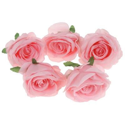 Rose Head Artificial Flowers for Arrangement Decoration 5 Pcs - Light Pink
