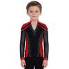 Boys V Neck Long Sleeve Shiny Metallic Color Block Figure Skating Top