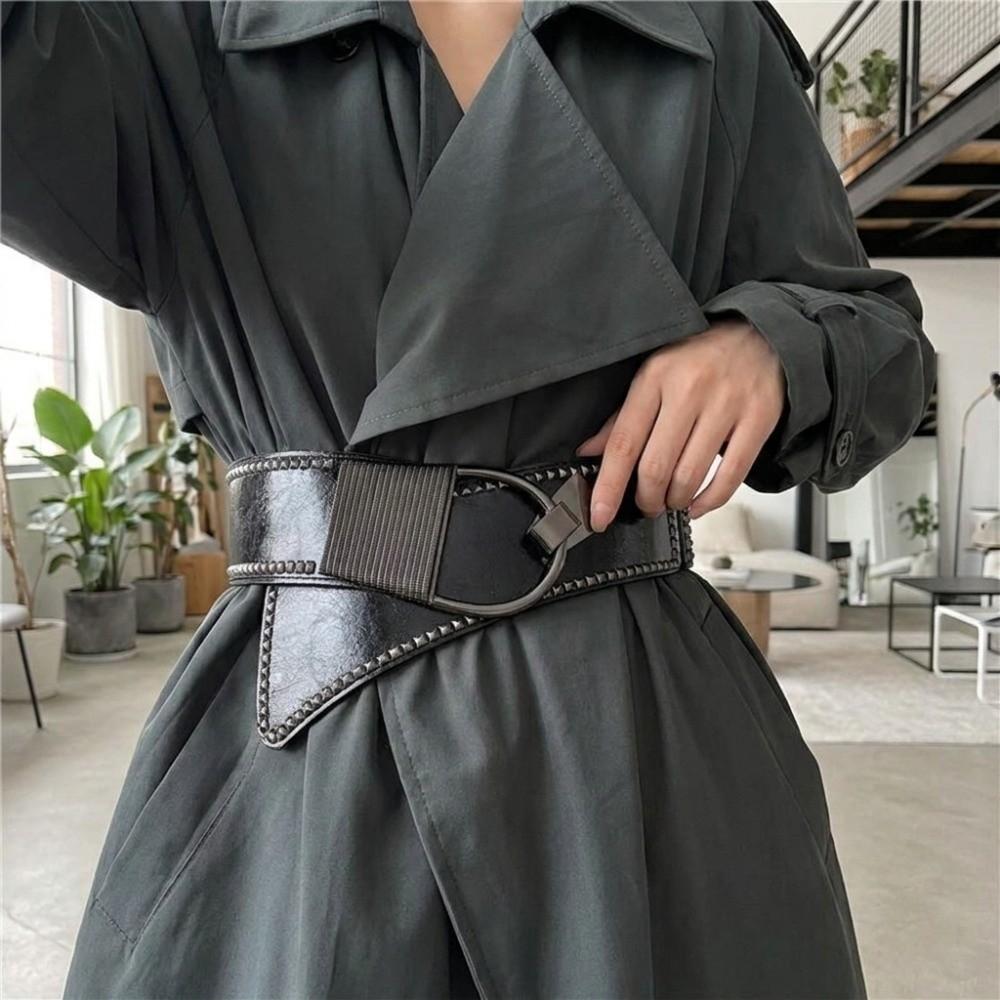 PU Wide Waist Belt Wide Waistband Fashion Rivets Waist Corset Coat