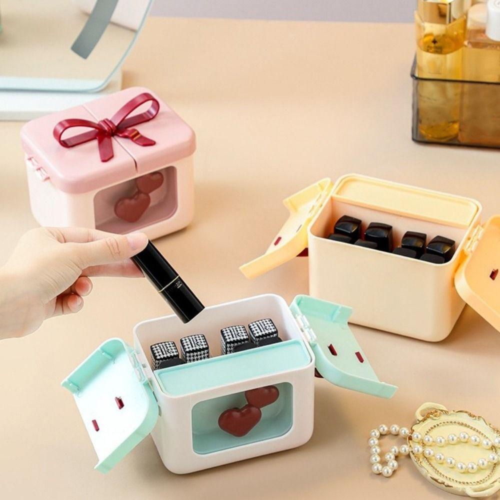 Dopamine Bowknot Lipstick Storage Box Dust-Proof Makeup Organizer Exquisite Gift Box  Storage Gifts