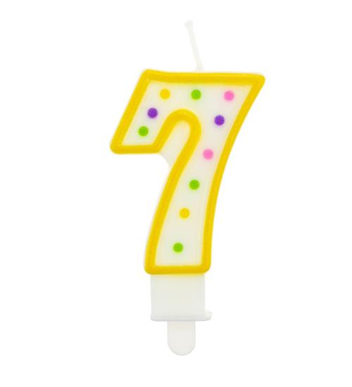 Świeczka Cyferka "7" Kropki 7,5 Cm, 1 Szt
