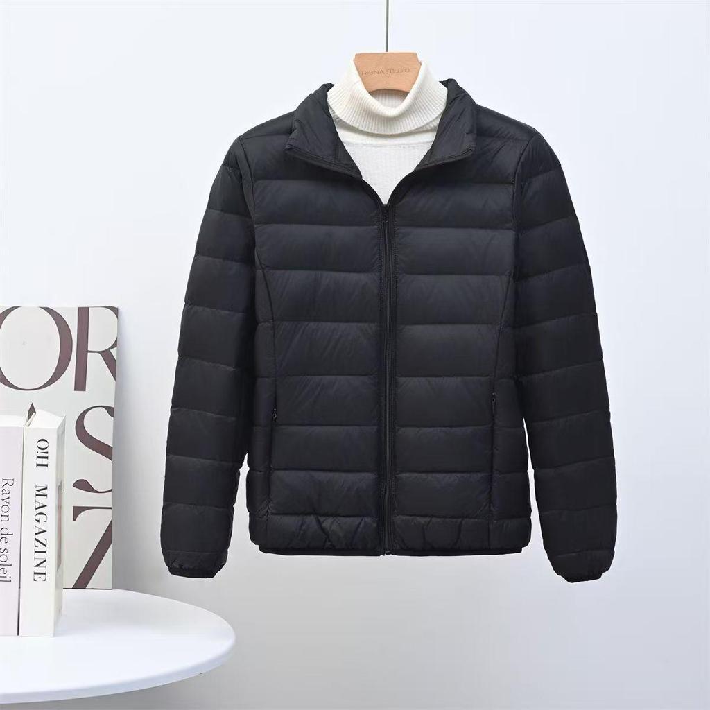 2025 Jesień/Zima Kurtka Puchowa Lekka ze Stójką w Dużym Rozmiarze - Wyszczuplająca Odzież Wierzchnia Casual dla Kobiet