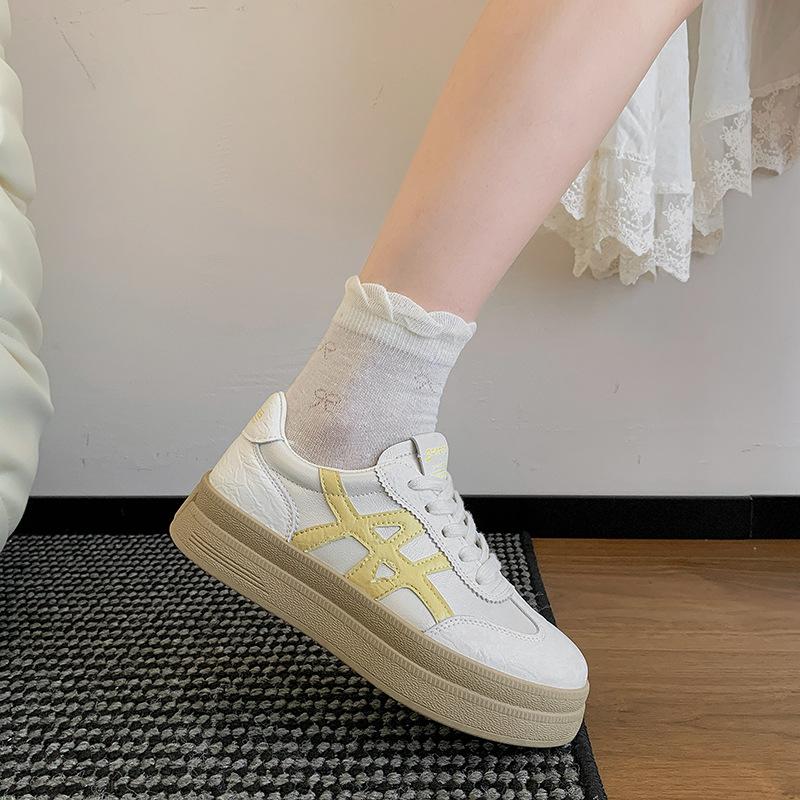 

Trendy brand platform white shoes women s new autumn versatile sports shoes lace-up muffin shoes casual board shoes 40 бежевый