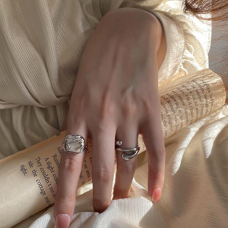 Geometric Sea Wave Ring Women Copper Adjustable Fashion Jewelry Gift Decoration