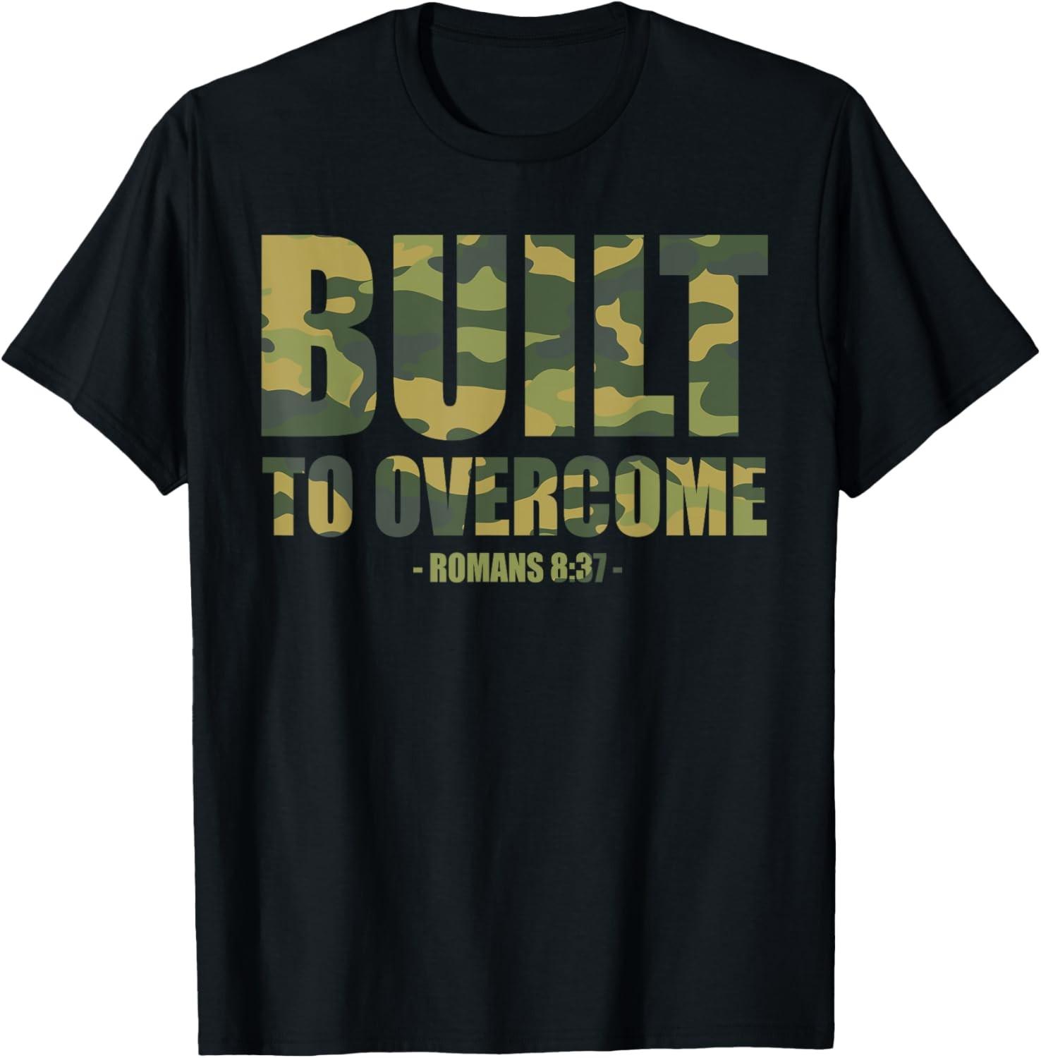 Built to Overcome Christian Men Camo Scripture Gym Workout T-Shirt S разноцветный