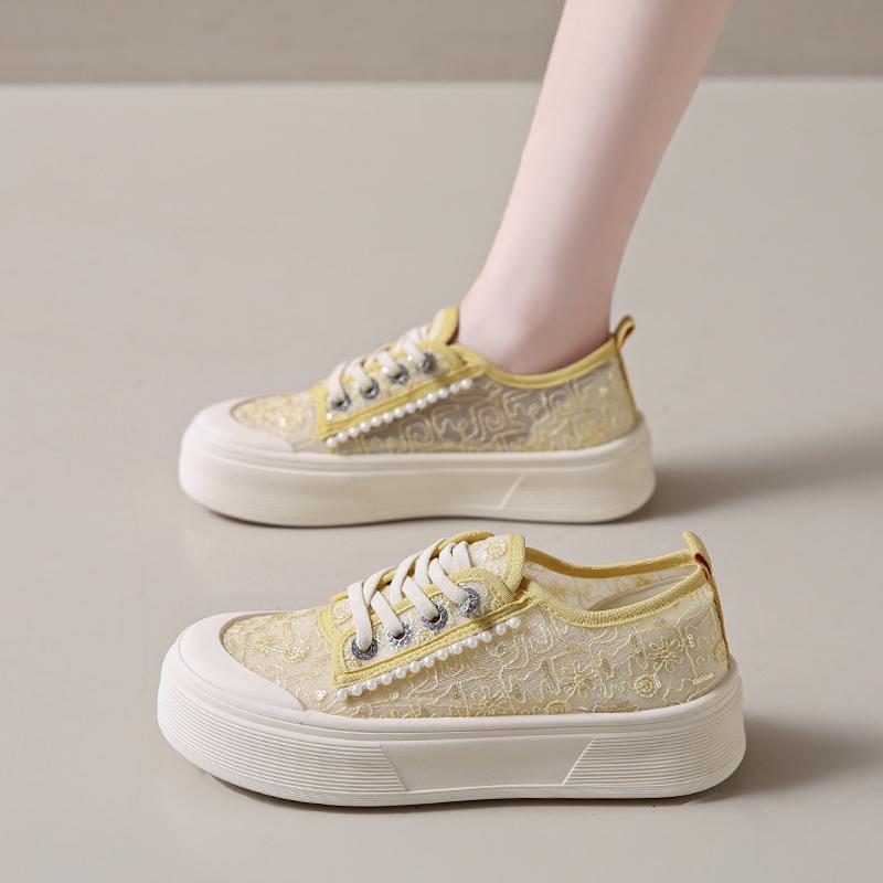 

CRLAYDK Classic Women s Sneakers Lace Jacquard Casual Summer Breathable Skateboard Shoes Ladies Platform Mesh Walking Tennis 35