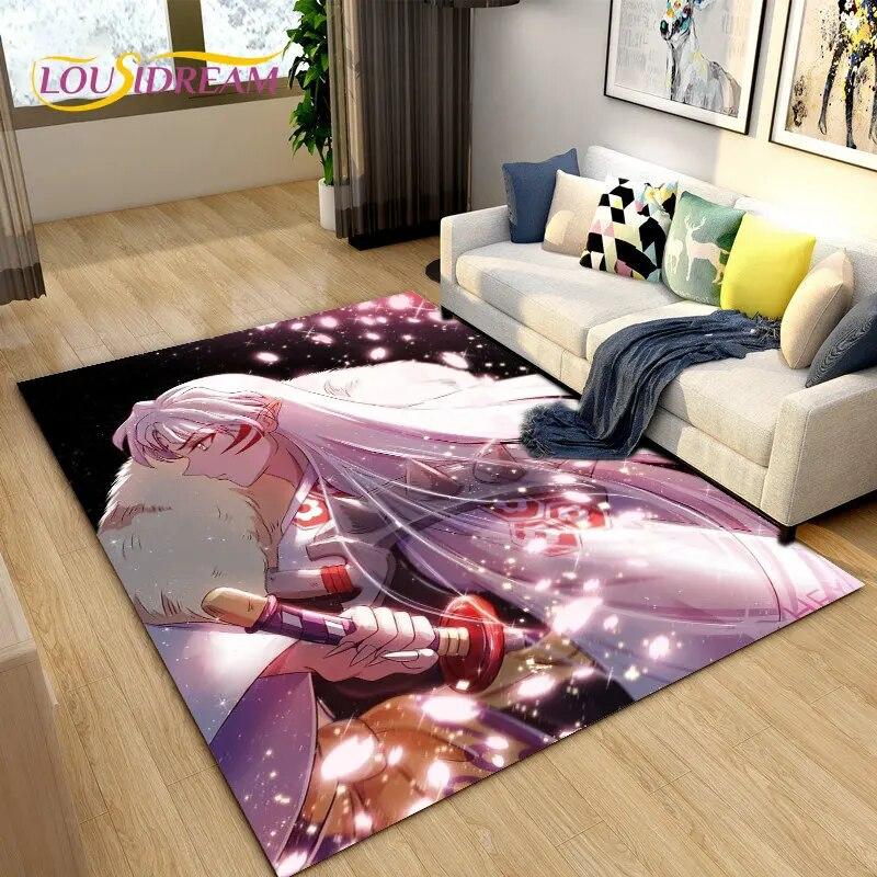 Inuyasha Japan Anime Cartoon Area Rug,Carpet Rug for Living Room Bedroom Sofa Doormat Decoration,Kids Play Non-slip Floor Mat