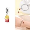 925 Silver Charms French Fries Pizza Wine Bottles Gummy Candies Beads Fit Bracelet Jewelry Women Diy Necklace Gift
