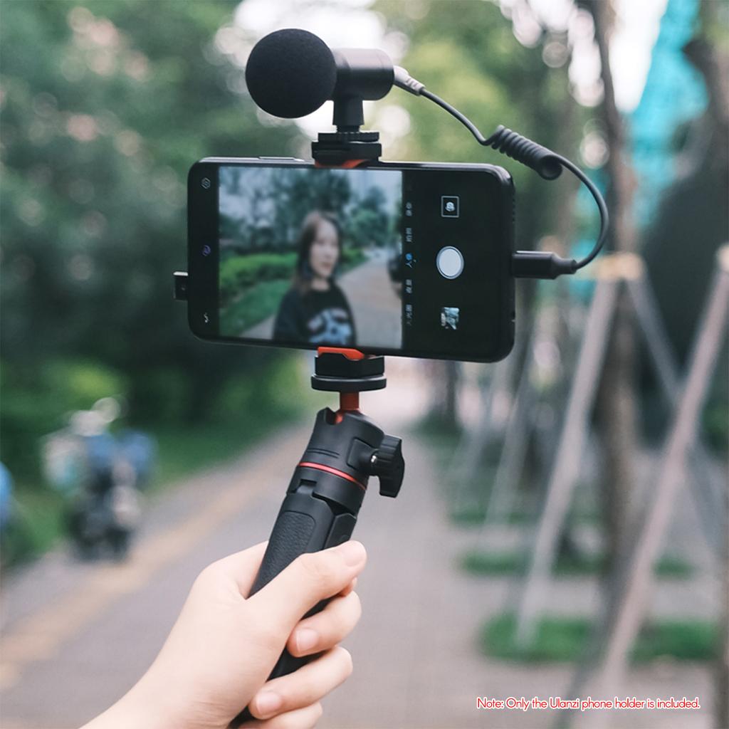 Mini Vlog Live Streaming Smartphone Clip Adjustable Phone Holder with Cold Shoe Mount 1 4 Inch Screw Hole for 55 90mm