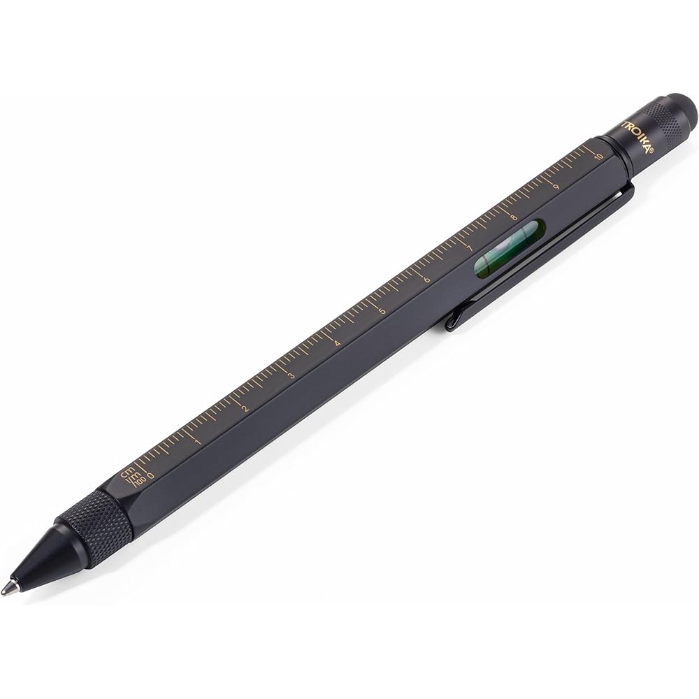 TROIKA Multi-Function Ballpoint Pen with Ruler Level Black Gold