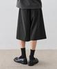 DRAW FIT Pinstripe Long Bermuda Slacks [Charcoal]