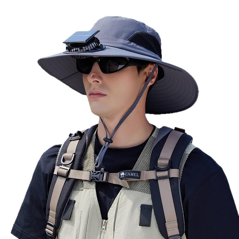 Solar Powered Fan Hat Men Women Outdoor Fishing Hiking UV Protection Breathable Quick Dry Wide Brim Sun