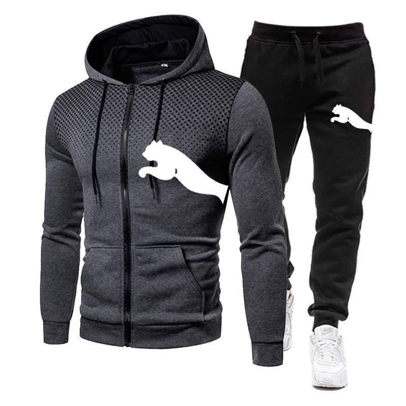 Men's Polka Dot Zipper Hoodie & Jogger Set, 2025 Trend
