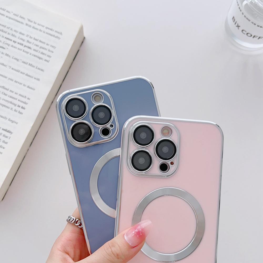 Solid Color Soft For Magsafe Charging Phone Case For Iphone 14 13 12 11 Pro Max 14 Plus With Full Camera Protective Film Cover