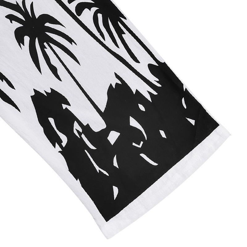 New beach men's printed casual cotton linen loose trousers