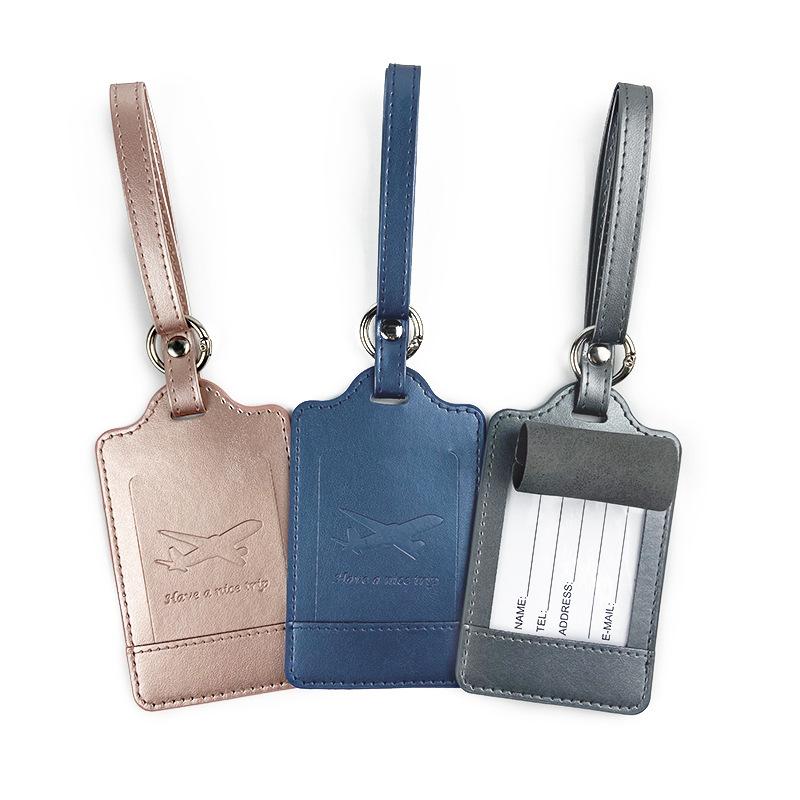 Luggage Tag Ring Lengthened Lanyard Strap Metal Fixed PU Leather Luggage Tag