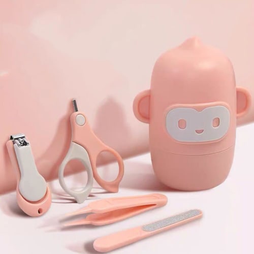 HOLIDYOYO Baby Nail Clipper Set, Pink, Compact and Lightweight, Made of ABS Stainless Steel, Anti-Cut Design, for Children's Nail Clippers, Nose and E