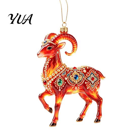 Indoor Party Decorations 2D Acrylic Goat Christmas Tree Pendant, Keychain Bag Charm, Cute Sheep Rearview Hanging Ornaments Mirror Ornament for Holiday