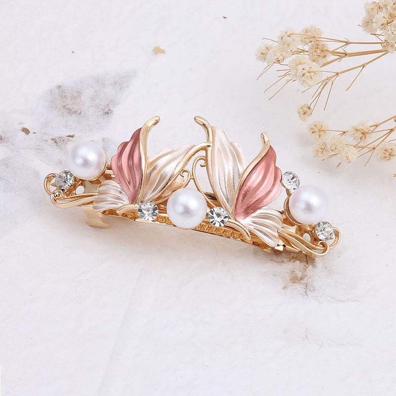 Fashion Hand-Painted Gorgeous Hairpin Femininity Diamond-Encrusted Spring Clip Flower Back Head Hair Accessories