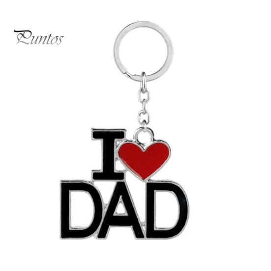 Car Bag Pendant Keychain Love Mom Dad Letter Charm Double-Sided Engraved Design Symbolic Parent-child Bond Keyring