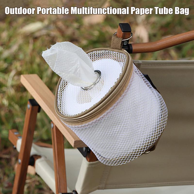 Outdoor Camping Tissue Case Roll Paper Storage Bag With Hook Portable Tissue Holder Tent Hanging Napkin Holder Camping Supplies