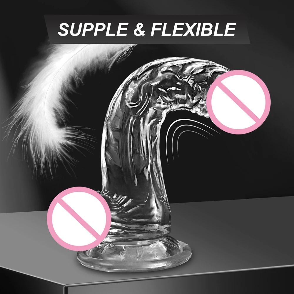 Transparent Soft Jelly Dildo for Women Realistic Fake Dick Penis Strong Suction Cup Butt Plug for Woman Men Anal Sex Toys