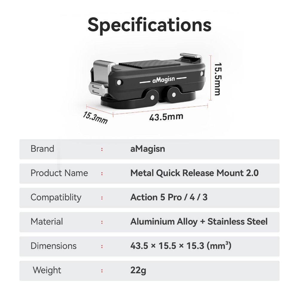 Metal Magnetic Mount Adapter Tripod Adapter for Osmo Action 5 Pro/4/3 Action Camera Accessories