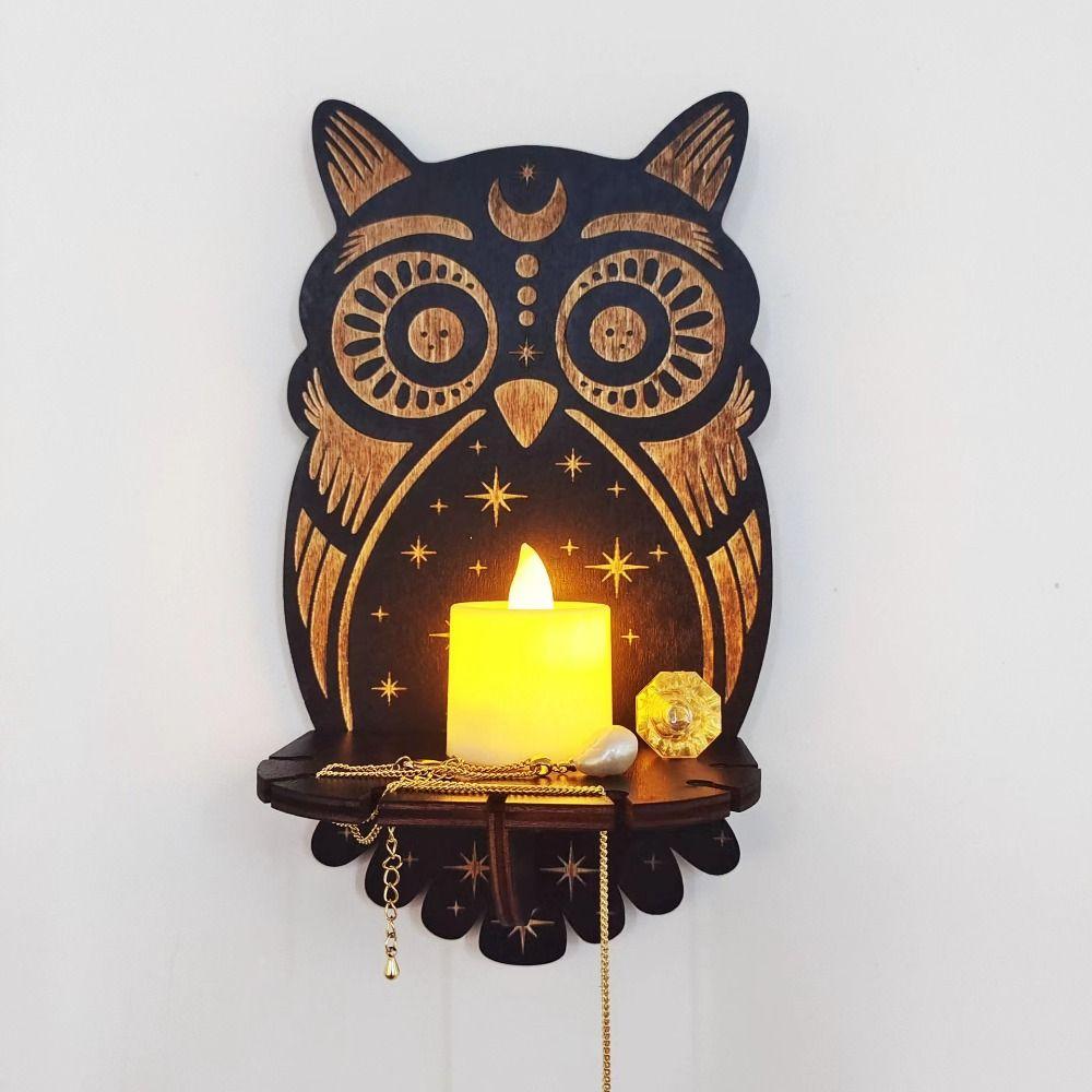Smooth Wooden Carving Candle Holder Handicraft Crystal Decorative Shelf  Display Stand