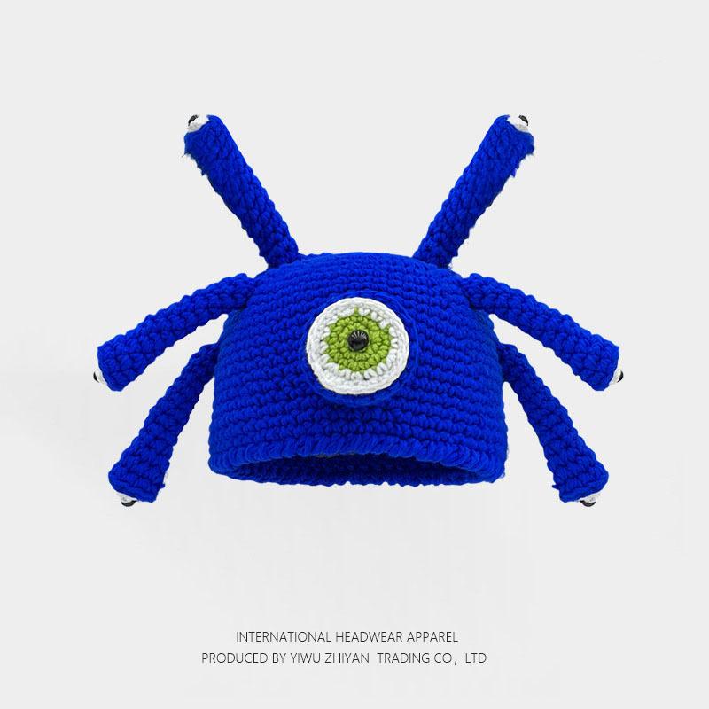 Ruffian Baby Monster Shrek Knitted Pullover Autumn and Winter Devil Long Braid Cartoon Handmade Wool Hat Tide