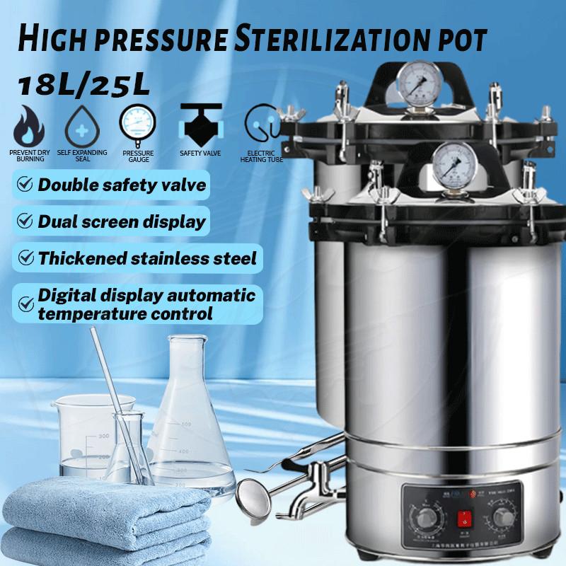 18L/25L Stainless Steel Steam Autoclave Sterilizer Dental Pressure Sterilization Autoclave Steam Sterilizer Pot Retort Machine