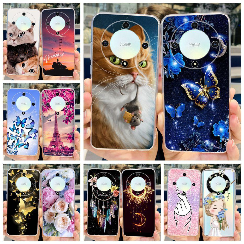 For Honor X9b 5G Case ALI-NX1 Cute Cat Butterfly Painted Cover Soft Silicone Phone Cases For Honor X9b X 9b HonorX9b Soft Fundas