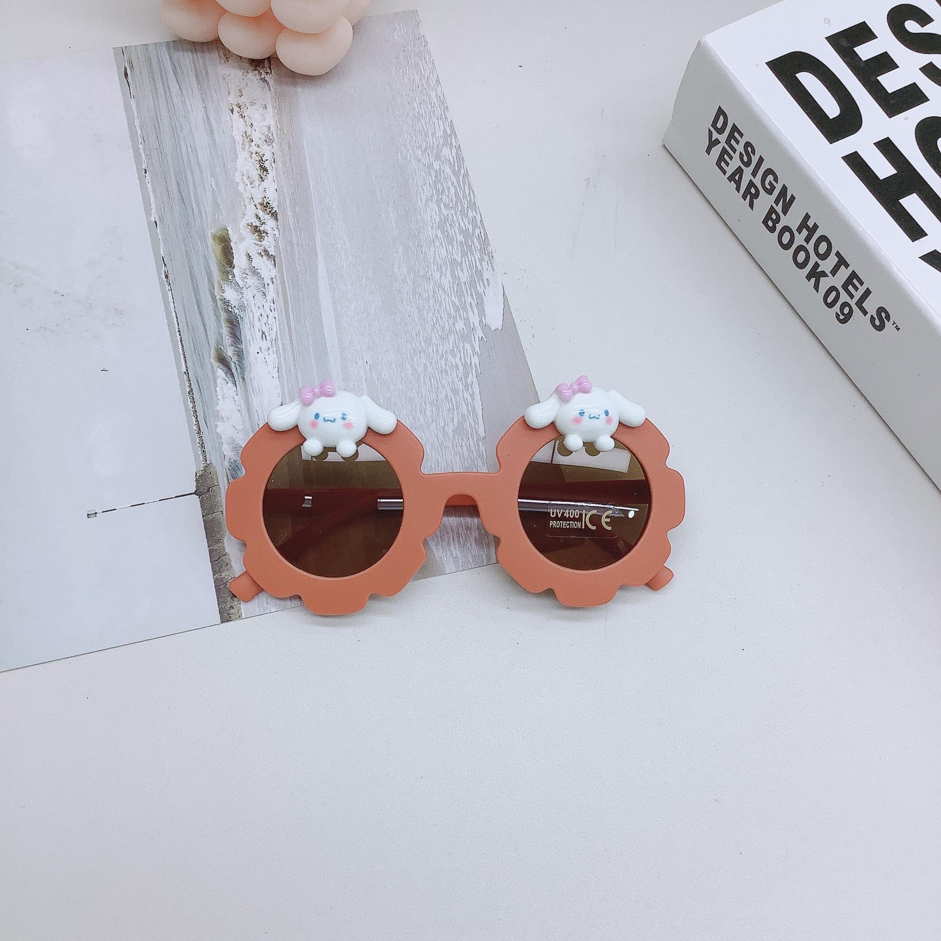 

2025 Children s Sunglasses Trend Fashionable Matte Macaron Color Scheme Sunflower Stickiness, Design, Sunglasses, Cute Style оранжевый