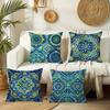 1/4pcs Blue Floral Patterned Pillow Covers Sofa Cushion Cover Home Bedroom Room Decoration