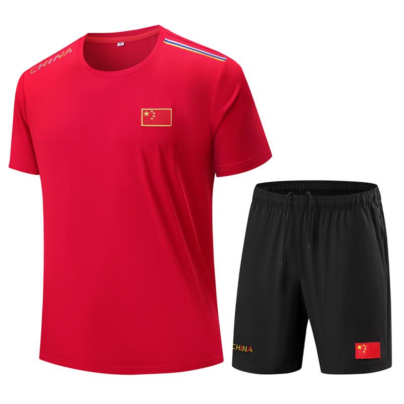 China Flag Quick-Dry Sports Set: Breathable Unisex Summer Top & Shorts