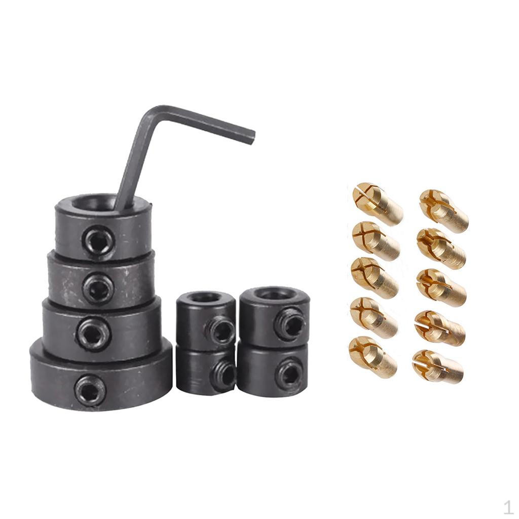 8x Drill Shaft Chuck Depth Stop +Hex Wrench +10x 0.5-3.2mm Brass