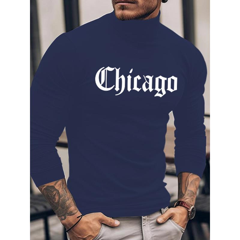 Polyester Men s Mock Neck Top, Wrinkle-Resistant & Ideal for Autumn XXL синий